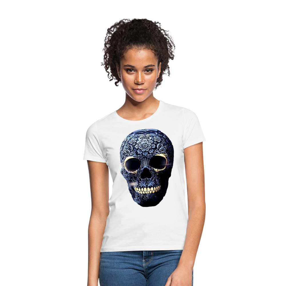 T-Shirt Damen Oberteil Frauen kurzarm Tshirt Baumwolle Rundhals Top Streetwear - weiß