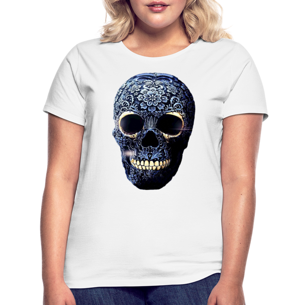 T-Shirt Damen Oberteil Frauen kurzarm Tshirt Baumwolle Rundhals Top Streetwear - weiß