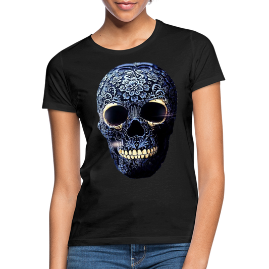 T-Shirt Damen Oberteil Frauen kurzarm Tshirt Baumwolle Rundhals Top Streetwear - Schwarz