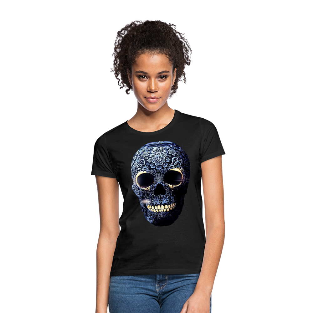 T-Shirt Damen Oberteil Frauen kurzarm Tshirt Baumwolle Rundhals Top Streetwear - Schwarz