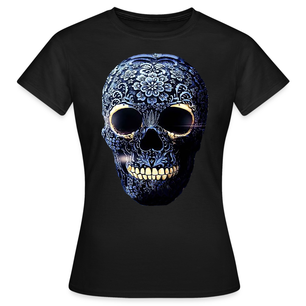 T-Shirt Damen Oberteil Frauen kurzarm Tshirt Baumwolle Rundhals Top Streetwear - Schwarz