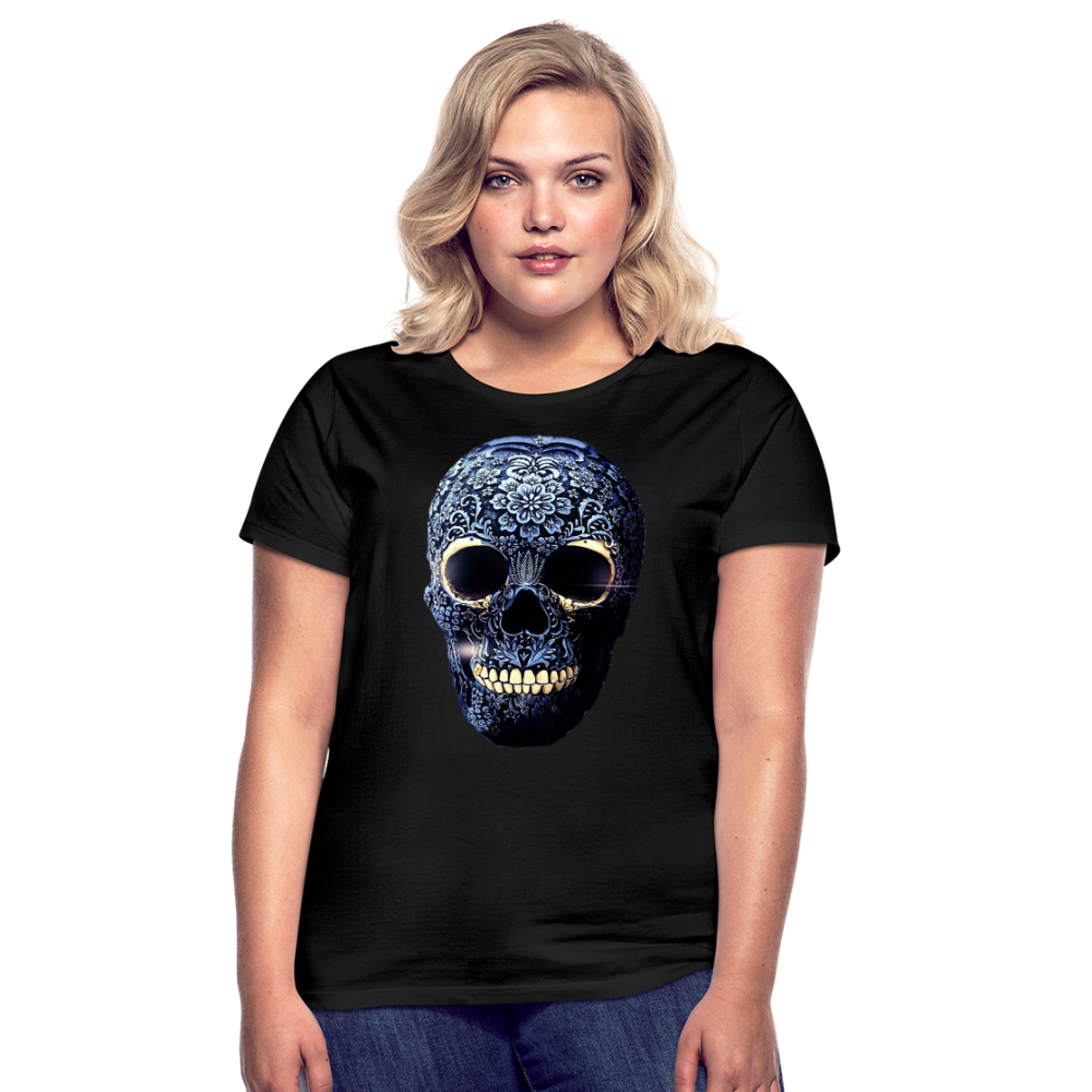 T-Shirt Damen Oberteil Frauen kurzarm Tshirt Baumwolle Rundhals Top Streetwear - Schwarz