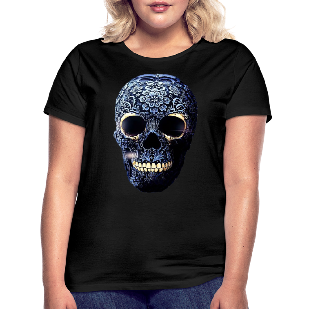 T-Shirt Damen Oberteil Frauen kurzarm Tshirt Baumwolle Rundhals Top Streetwear - Schwarz