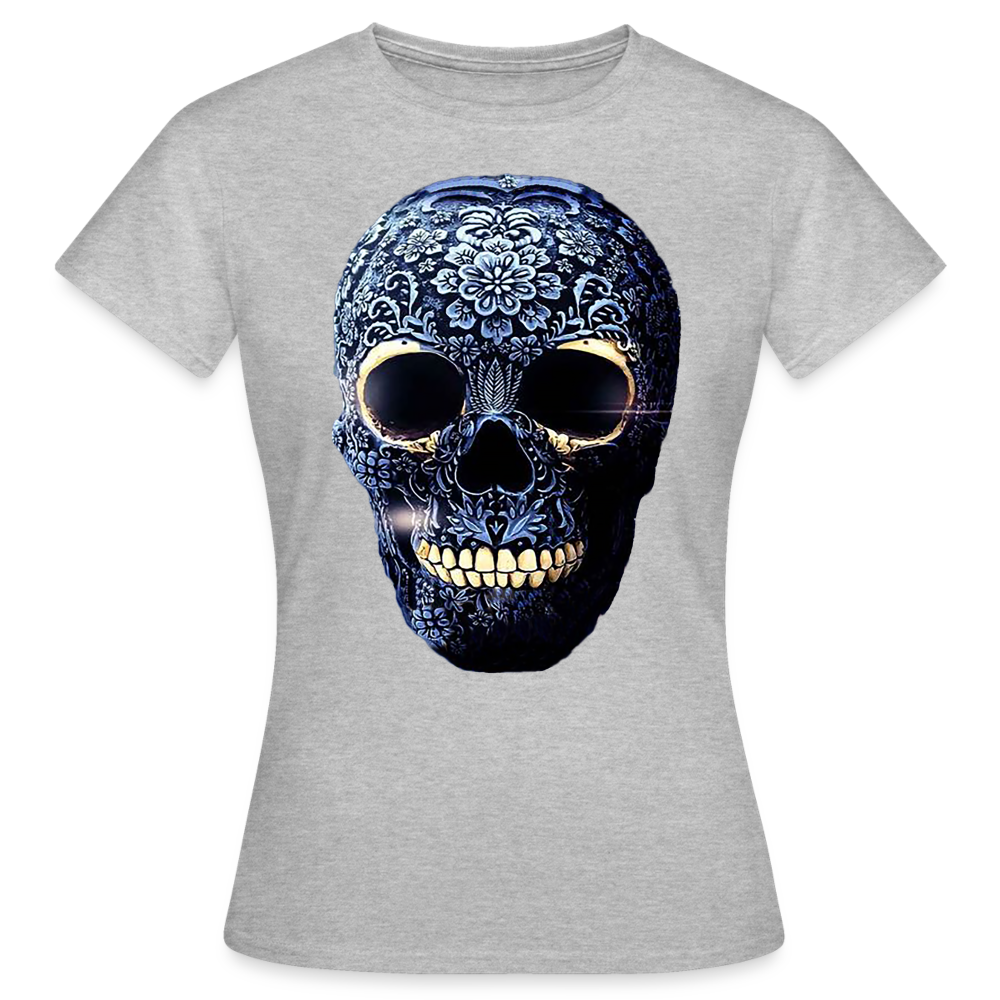 T-Shirt Damen Oberteil Frauen kurzarm Tshirt Baumwolle Rundhals Top Streetwear - Grau meliert