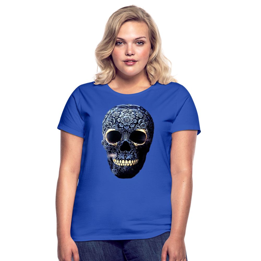T-Shirt Damen Oberteil Frauen kurzarm Tshirt Baumwolle Rundhals Top Streetwear - Royalblau