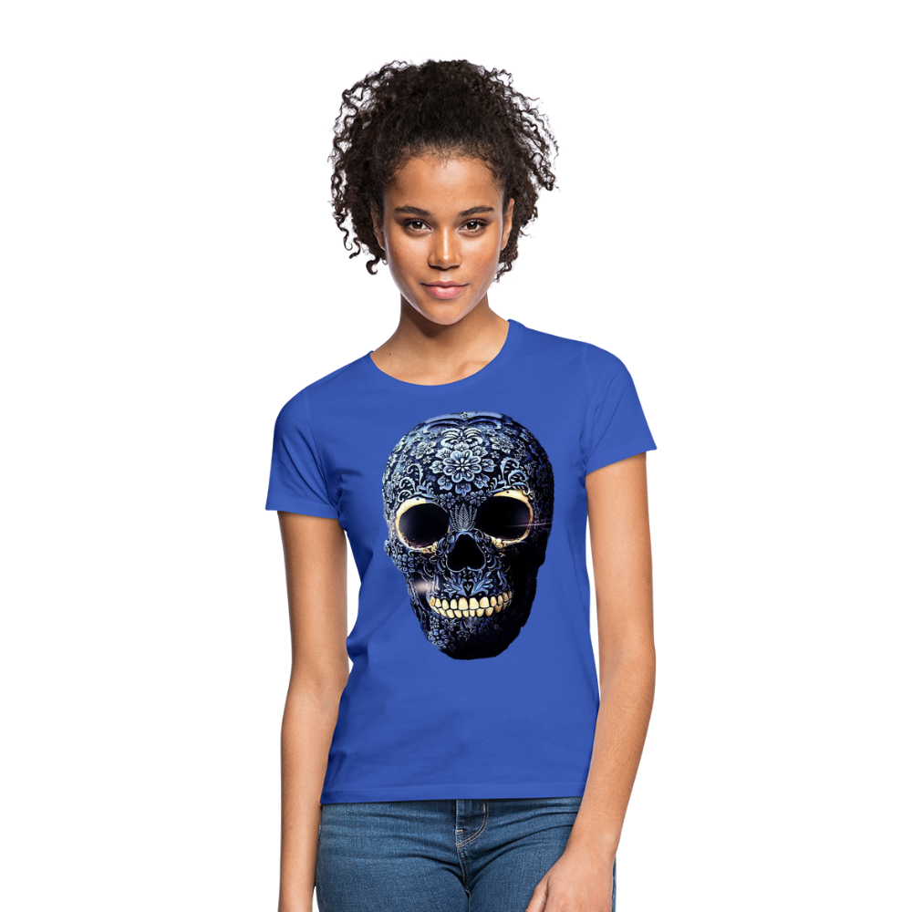 T-Shirt Damen Oberteil Frauen kurzarm Tshirt Baumwolle Rundhals Top Streetwear - Royalblau