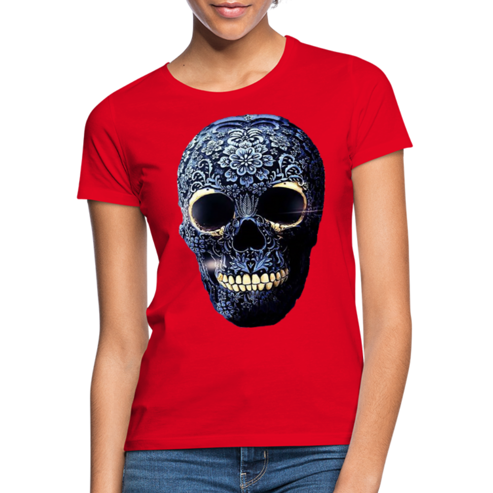 T-Shirt Damen Oberteil Frauen kurzarm Tshirt Baumwolle Rundhals Top Streetwear - Rot