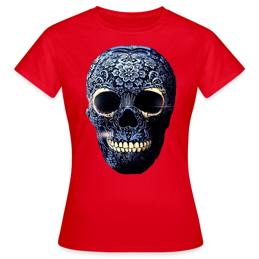 T-Shirt Damen Oberteil Frauen kurzarm Tshirt Baumwolle Rundhals Top Streetwear - Rot