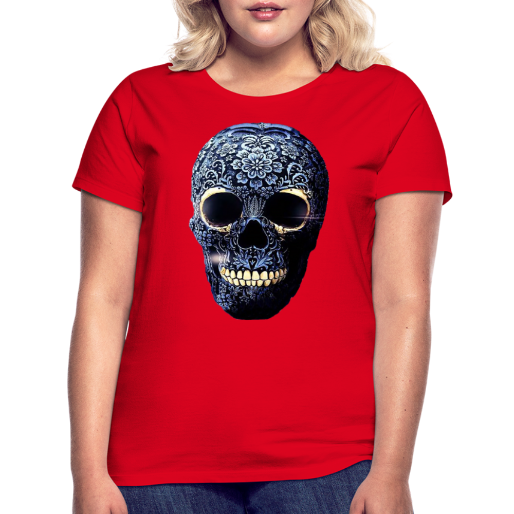 T-Shirt Damen Oberteil Frauen kurzarm Tshirt Baumwolle Rundhals Top Streetwear - Rot