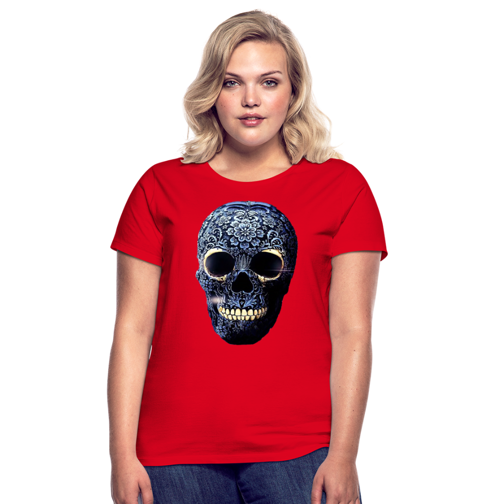 T-Shirt Damen Oberteil Frauen kurzarm Tshirt Baumwolle Rundhals Top Streetwear - Rot