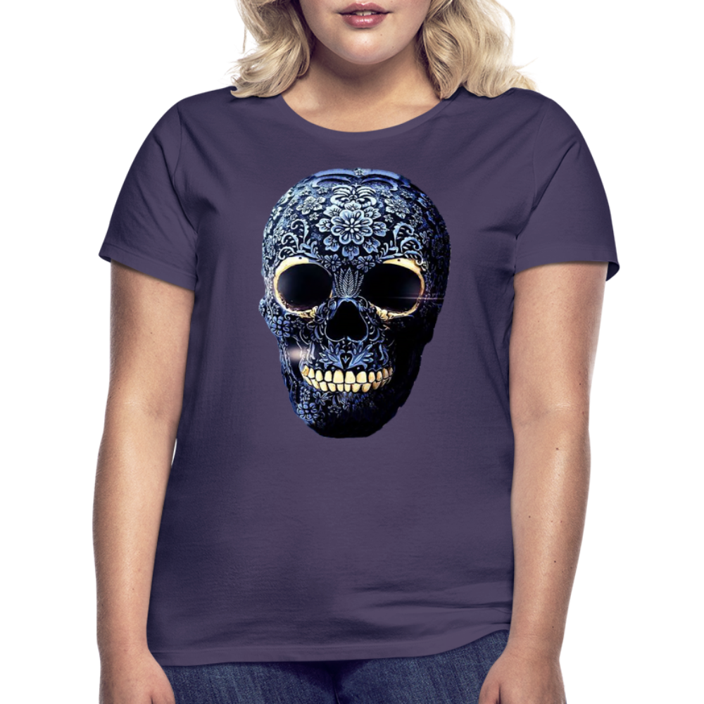 T-Shirt Damen Oberteil Frauen kurzarm Tshirt Baumwolle Rundhals Top Streetwear - Dunkellila