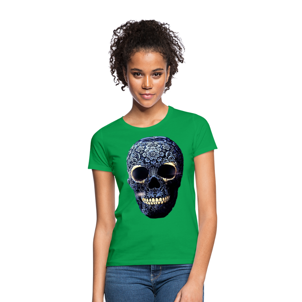 T-Shirt Damen Oberteil Frauen kurzarm Tshirt Baumwolle Rundhals Top Streetwear - Kelly Green