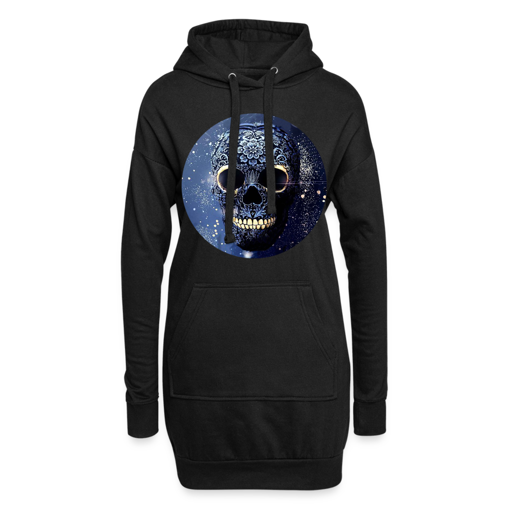 Hoodie-Kleid Kapuzenpullover Sweatshirt Pulloverkleid Hoodie Pulli Tunika Damen - Schwarz