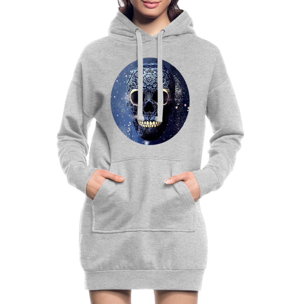 Hoodie-Kleid Kapuzenpullover Sweatshirt Pulloverkleid Hoodie Pulli Tunika Damen - Grau meliert