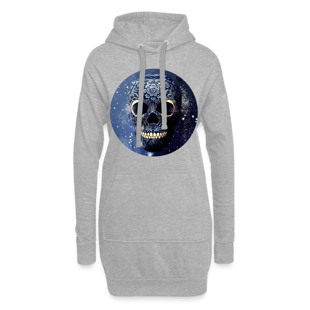 Hoodie-Kleid Kapuzenpullover Sweatshirt Pulloverkleid Hoodie Pulli Tunika Damen - Grau meliert