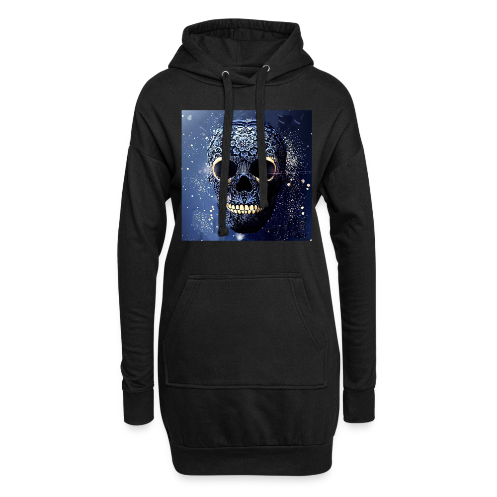 Hoodie-Kleid Kapuzenpullover Sweatshirt Pulloverkleid Hoodie Pulli Tunika Damen - Schwarz