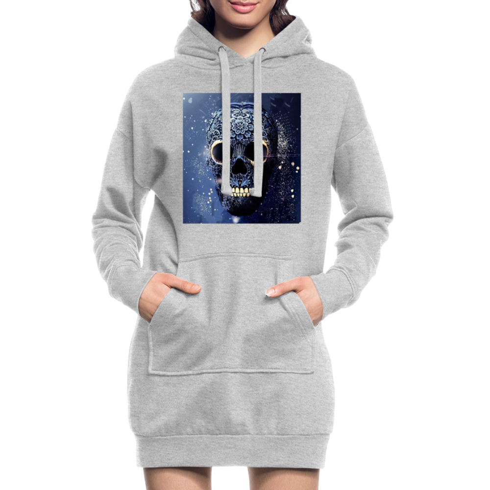 Hoodie-Kleid Kapuzenpullover Sweatshirt Pulloverkleid Hoodie Pulli Tunika Damen - Grau meliert
