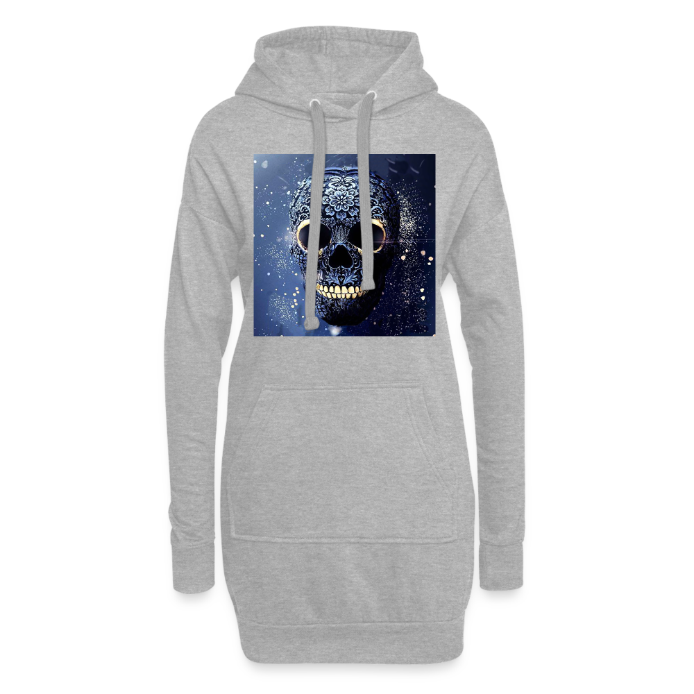 Hoodie-Kleid Kapuzenpullover Sweatshirt Pulloverkleid Hoodie Pulli Tunika Damen - Grau meliert