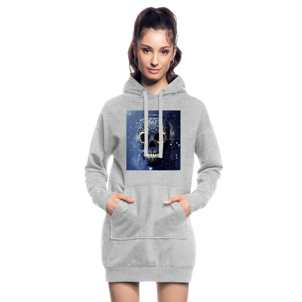 Hoodie-Kleid Kapuzenpullover Sweatshirt Pulloverkleid Hoodie Pulli Tunika Damen - Grau meliert