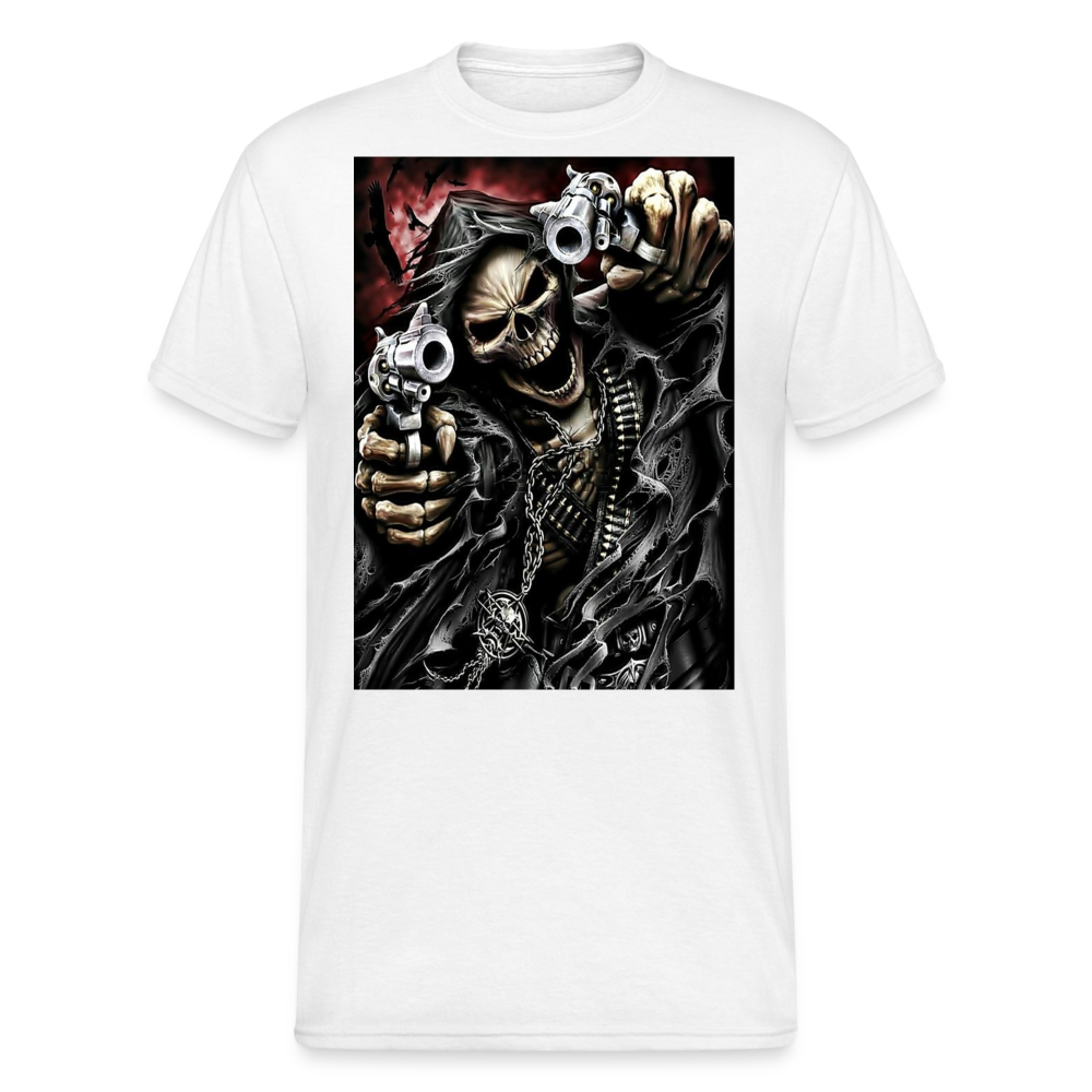 Fashion Herren Horror Skull 3D T-Shirt Rundhals Unisex Sommer Streetwear - weiß