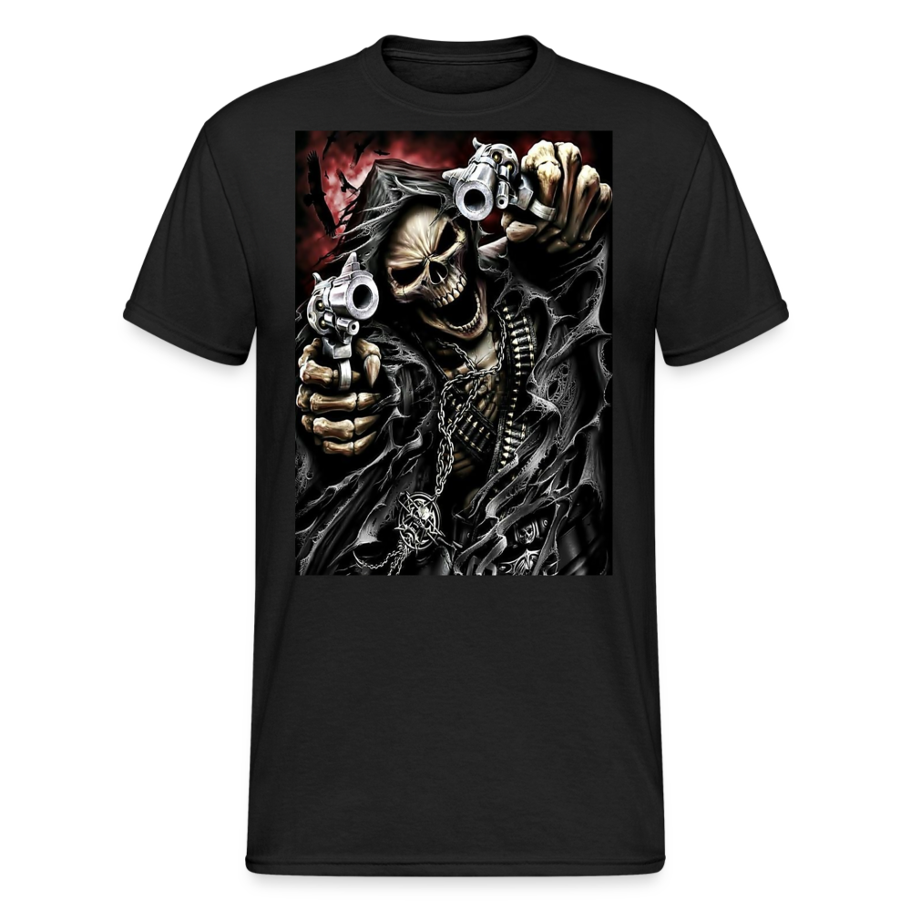 Fashion Herren Horror Skull 3D T-Shirt Rundhals Unisex Sommer Streetwear - Schwarz