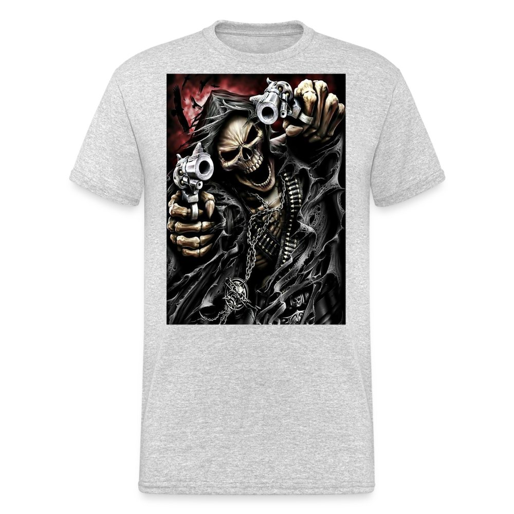 Fashion Herren Horror Skull 3D T-Shirt Rundhals Unisex Sommer Streetwear - Grau meliert