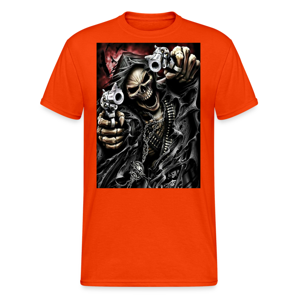 Fashion Herren Horror Skull 3D T-Shirt Rundhals Unisex Sommer Streetwear - kräftig Orange