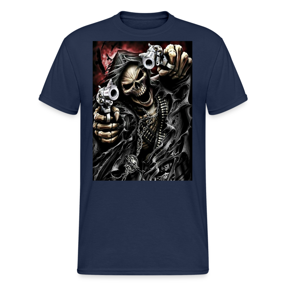 Fashion Herren Horror Skull 3D T-Shirt Rundhals Unisex Sommer Streetwear - Navy