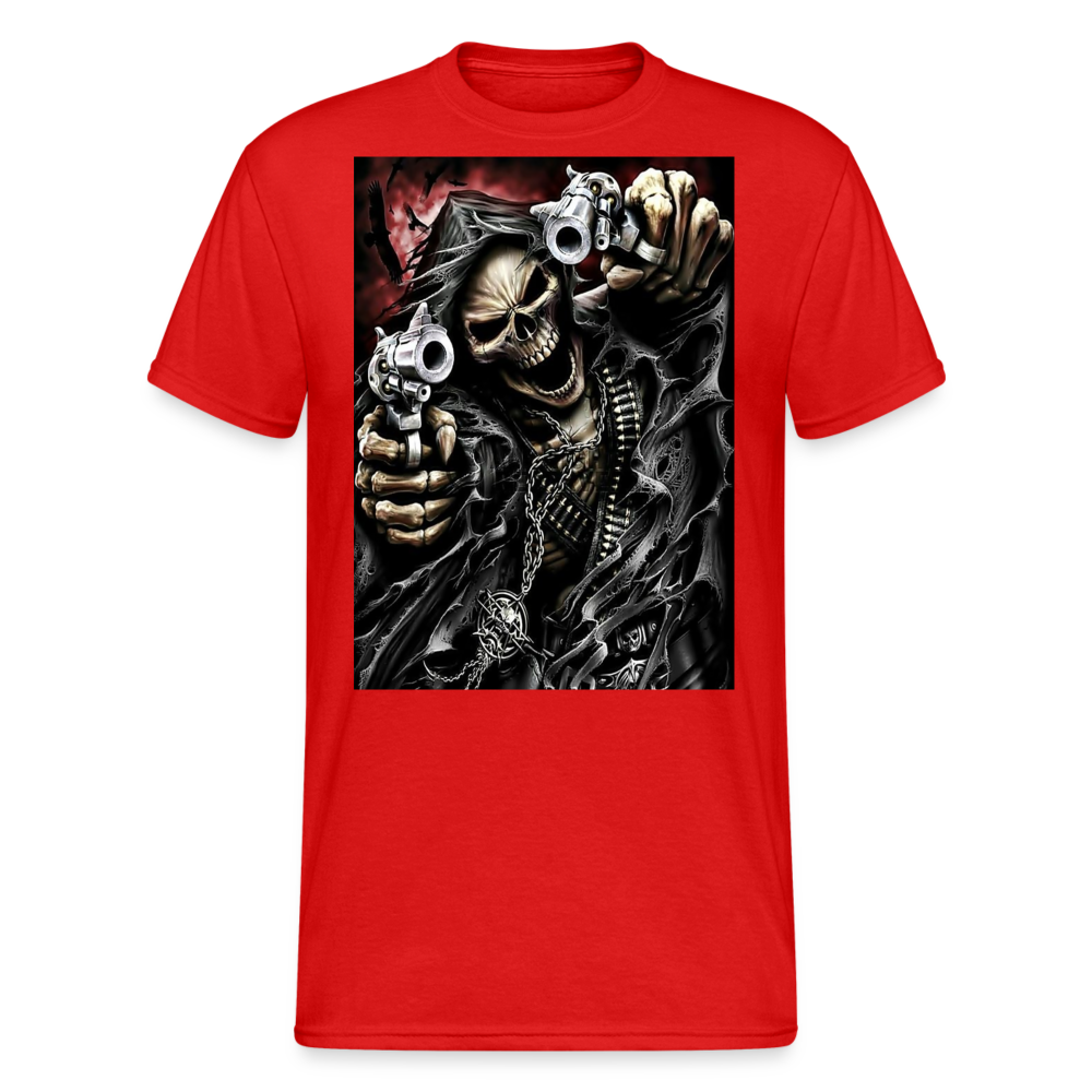 Fashion Herren Horror Skull 3D T-Shirt Rundhals Unisex Sommer Streetwear - Rot