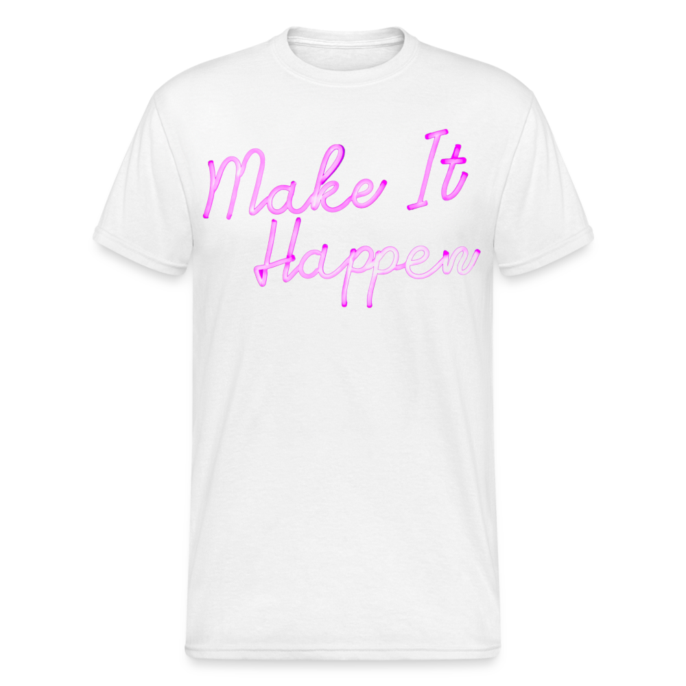 Fashion Herren Make It Happen 3D T-Shirt Rundhals Unisex Sommer Streetwear - weiß