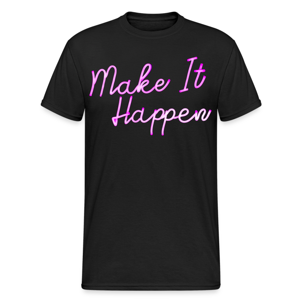 Fashion Herren Make It Happen 3D T-Shirt Rundhals Unisex Sommer Streetwear - Schwarz