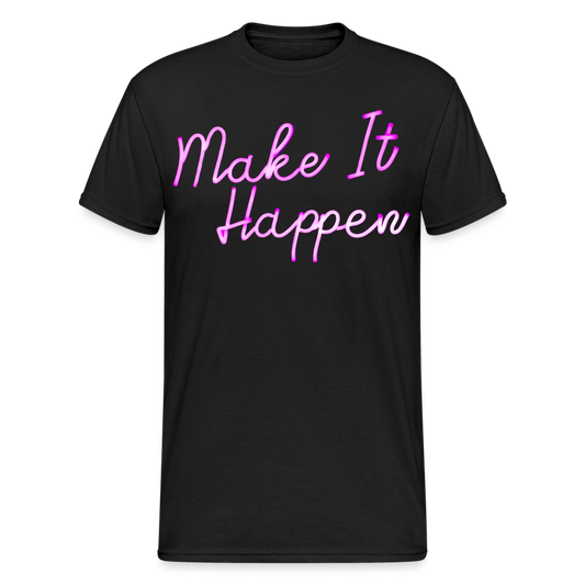 Fashion Herren Make It Happen 3D T-Shirt Rundhals Unisex Sommer Streetwear - Schwarz