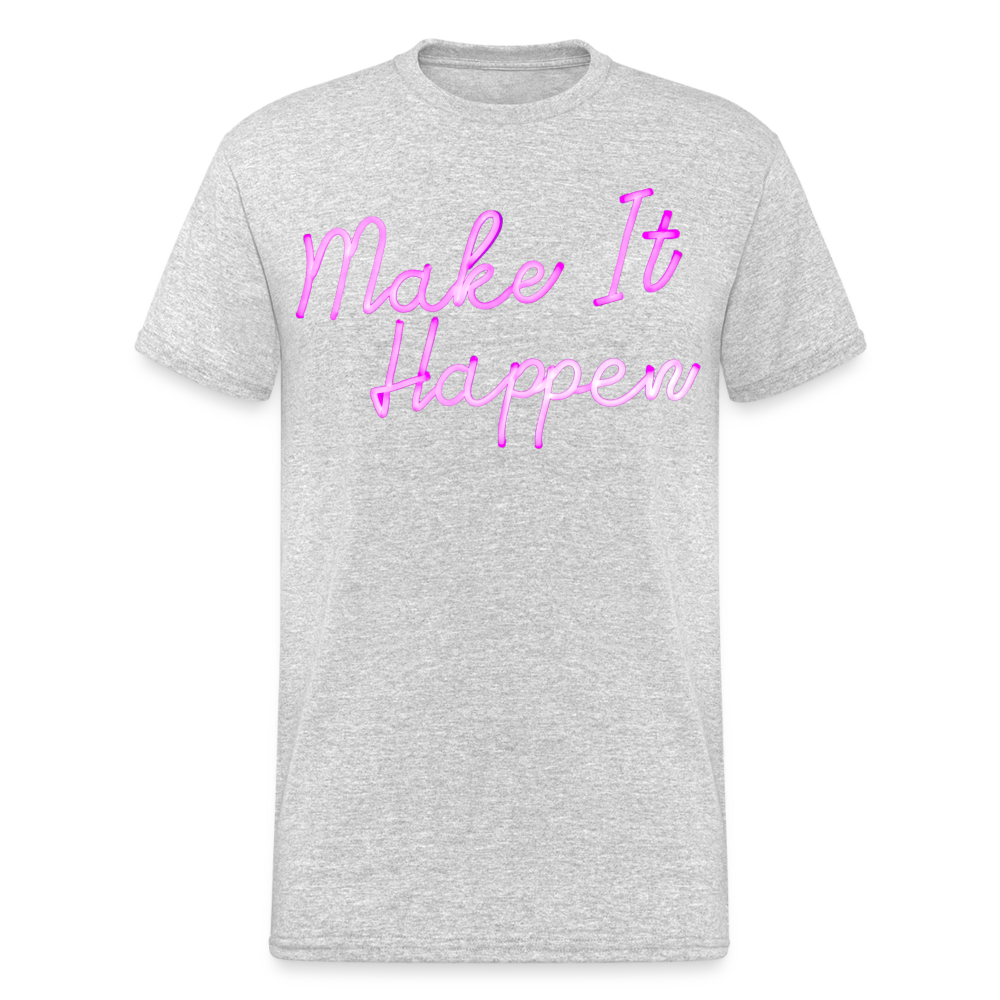 Fashion Herren Make It Happen 3D T-Shirt Rundhals Unisex Sommer Streetwear - Grau meliert
