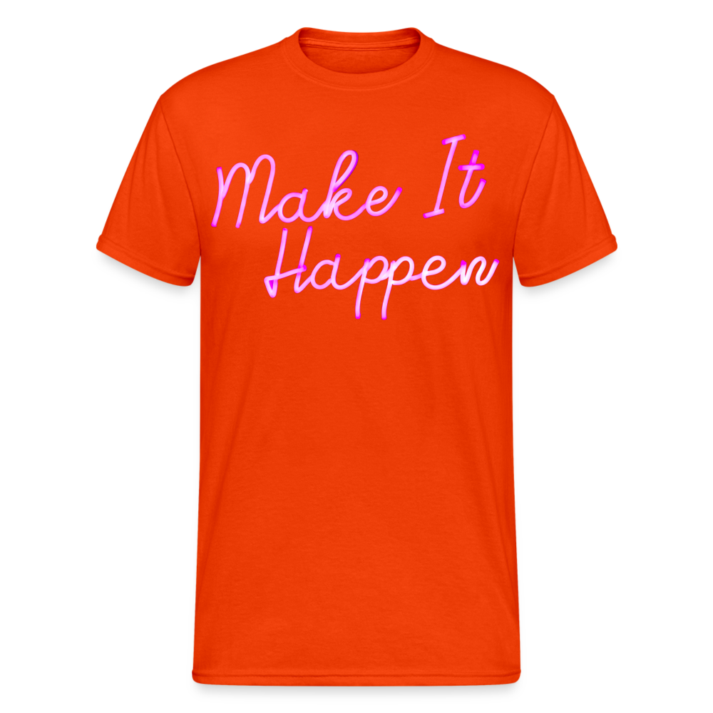 Fashion Herren Make It Happen 3D T-Shirt Rundhals Unisex Sommer Streetwear - kräftig Orange