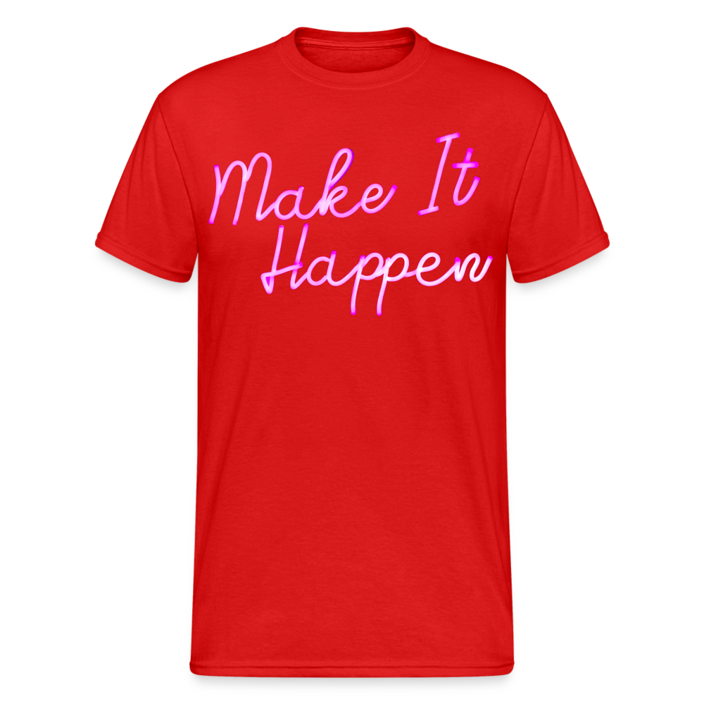 Fashion Herren Make It Happen 3D T-Shirt Rundhals Unisex Sommer Streetwear - Rot
