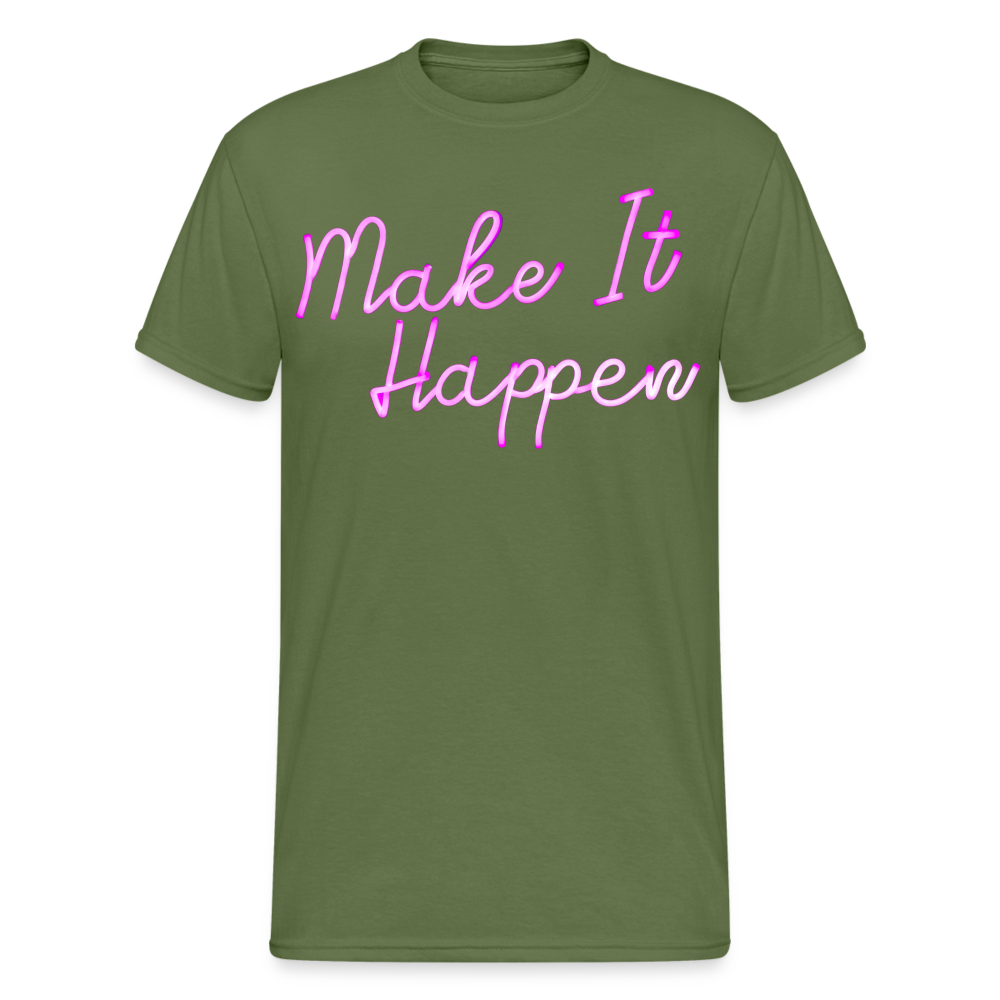 Fashion Herren Make It Happen 3D T-Shirt Rundhals Unisex Sommer Streetwear - Militärgrün