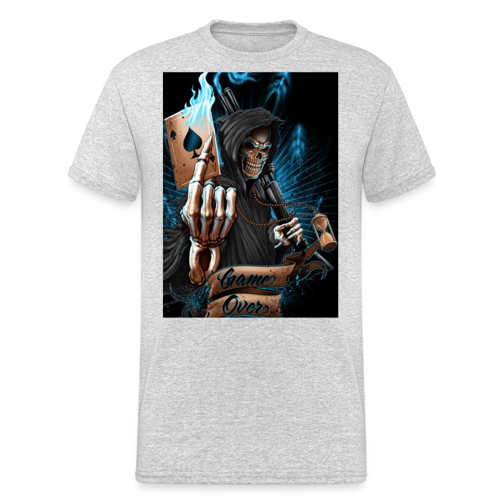 Fashion Herren Horror Skull 3D T-Shirt Rundhals Unisex Sommer Streetwear - Grau meliert