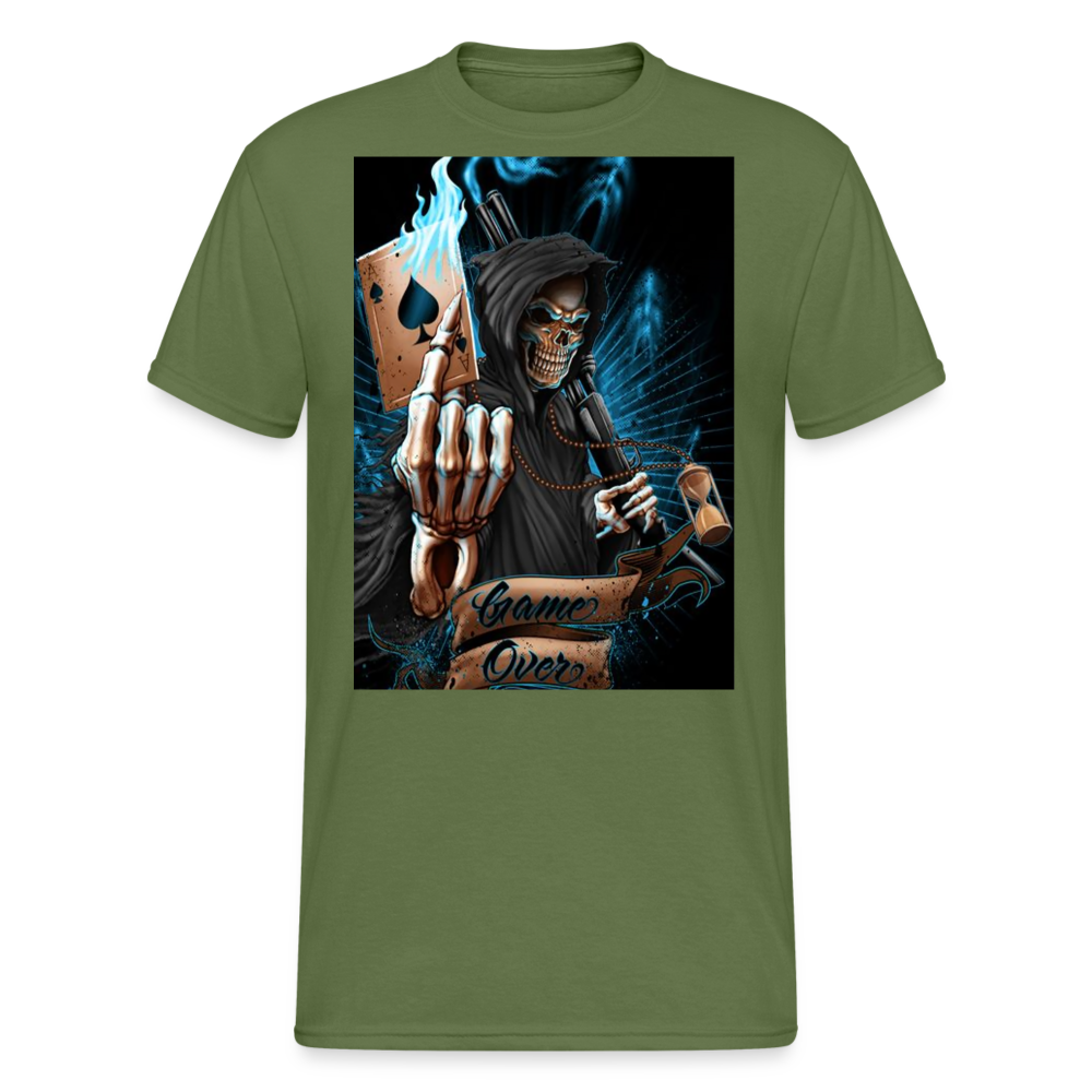 Fashion Herren Horror Skull 3D T-Shirt Rundhals Unisex Sommer Streetwear - Militärgrün
