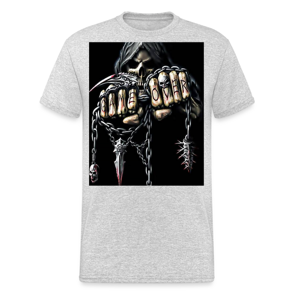 Fashion Herren Horror Skull 3D T-Shirt Rundhals Unisex Sommer Streetwear - Grau meliert