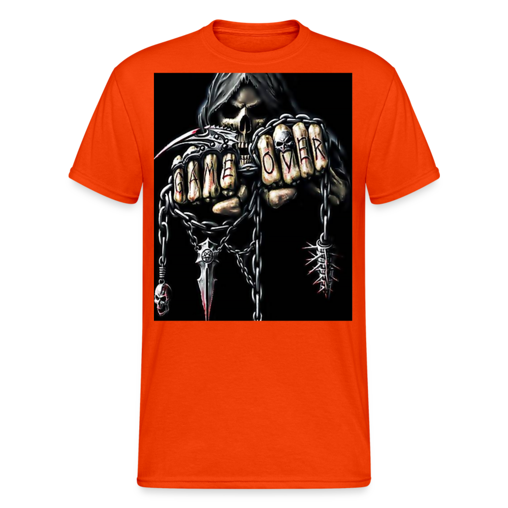 Fashion Herren Horror Skull 3D T-Shirt Rundhals Unisex Sommer Streetwear - kräftig Orange