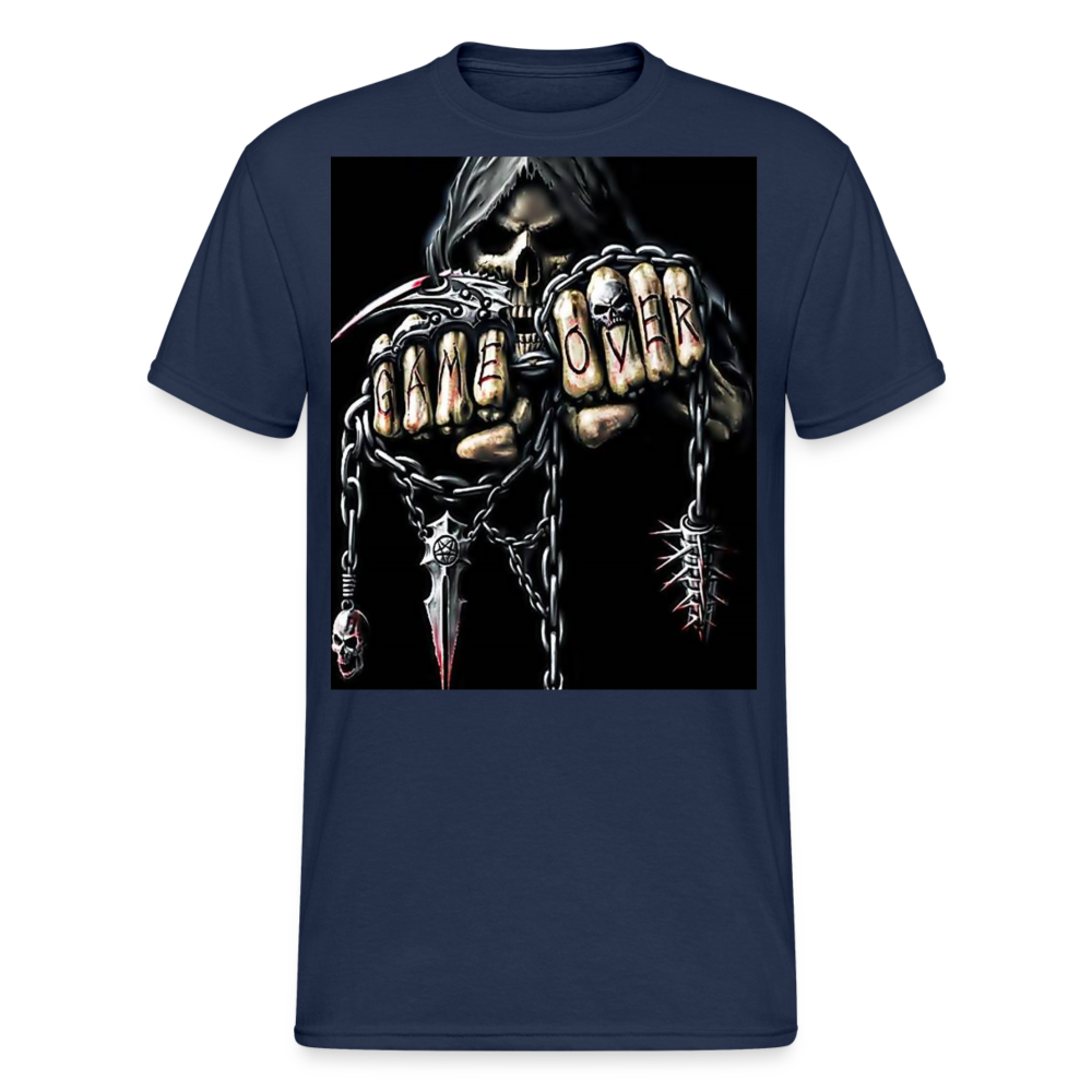 Fashion Herren Horror Skull 3D T-Shirt Rundhals Unisex Sommer Streetwear - Navy