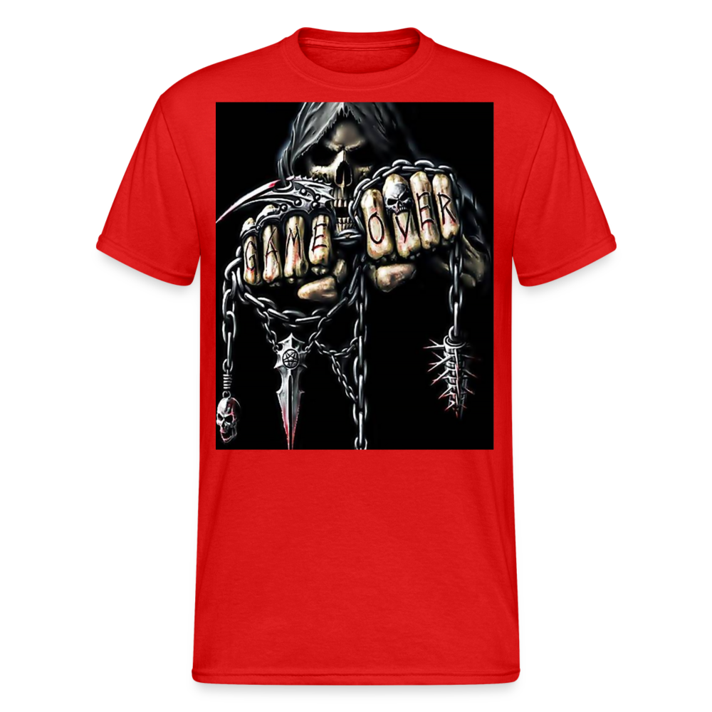 Fashion Herren Horror Skull 3D T-Shirt Rundhals Unisex Sommer Streetwear - Rot
