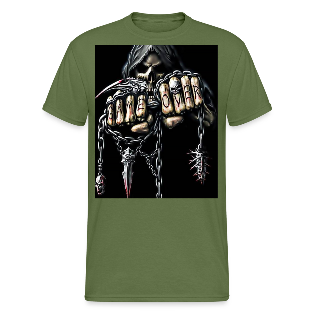 Fashion Herren Horror Skull 3D T-Shirt Rundhals Unisex Sommer Streetwear - Militärgrün