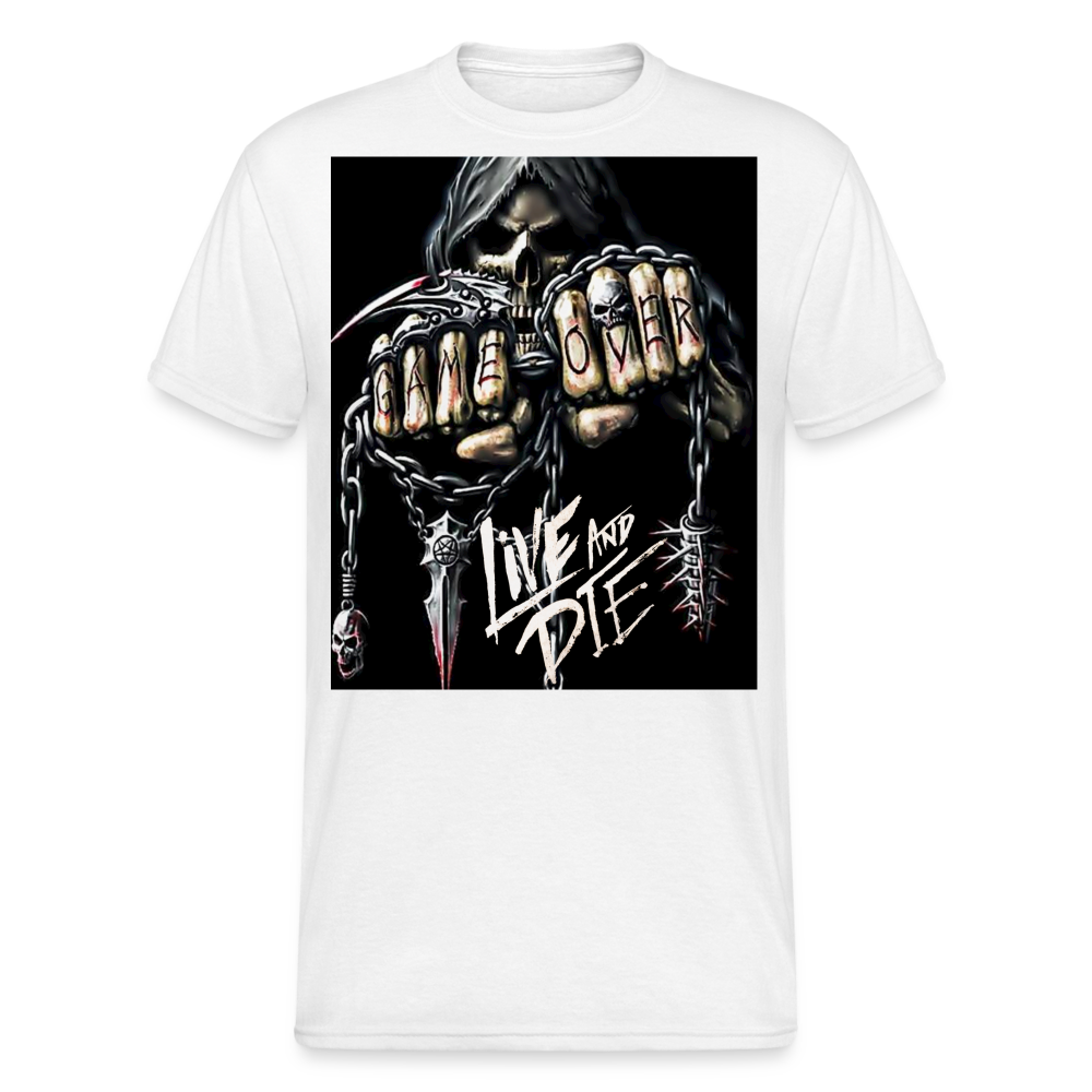 Fashion Herren Horror Skull 3D T-Shirt Rundhals Unisex Sommer Streetwear - weiß