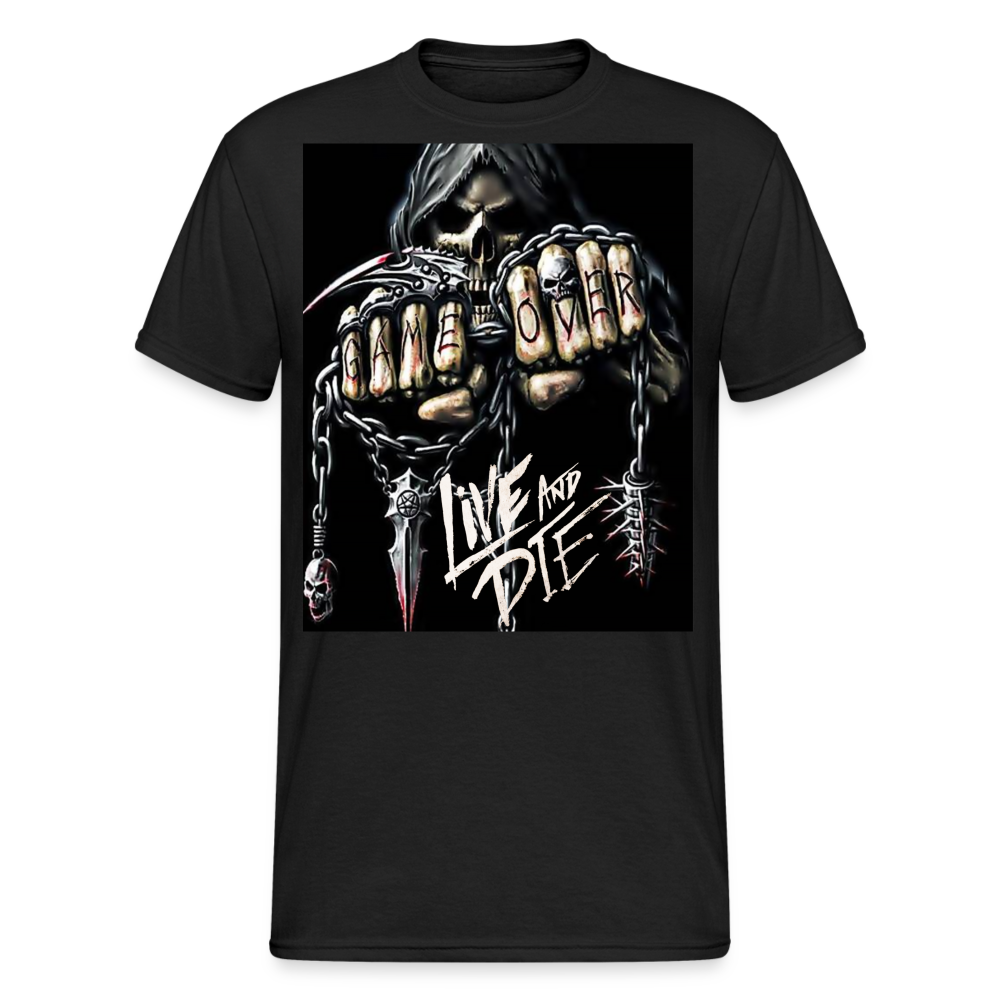Fashion Herren Horror Skull 3D T-Shirt Rundhals Unisex Sommer Streetwear - Schwarz