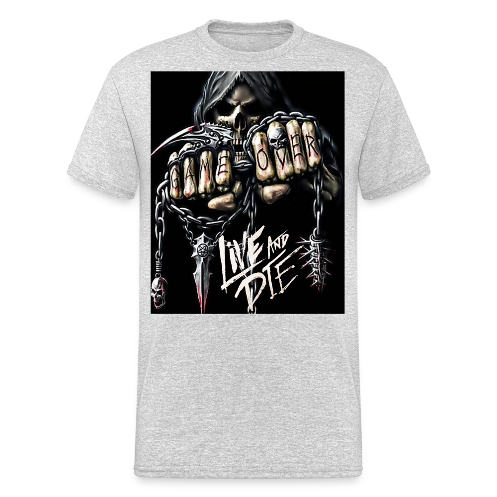 Fashion Herren Horror Skull 3D T-Shirt Rundhals Unisex Sommer Streetwear - Grau meliert