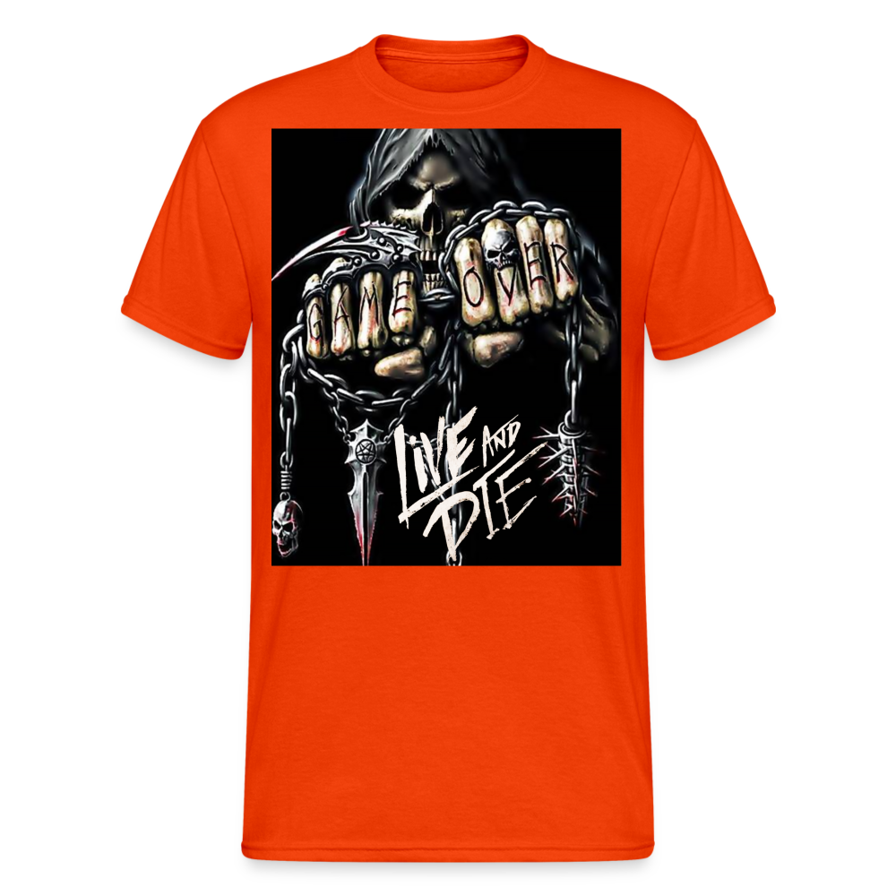 Fashion Herren Horror Skull 3D T-Shirt Rundhals Unisex Sommer Streetwear - kräftig Orange