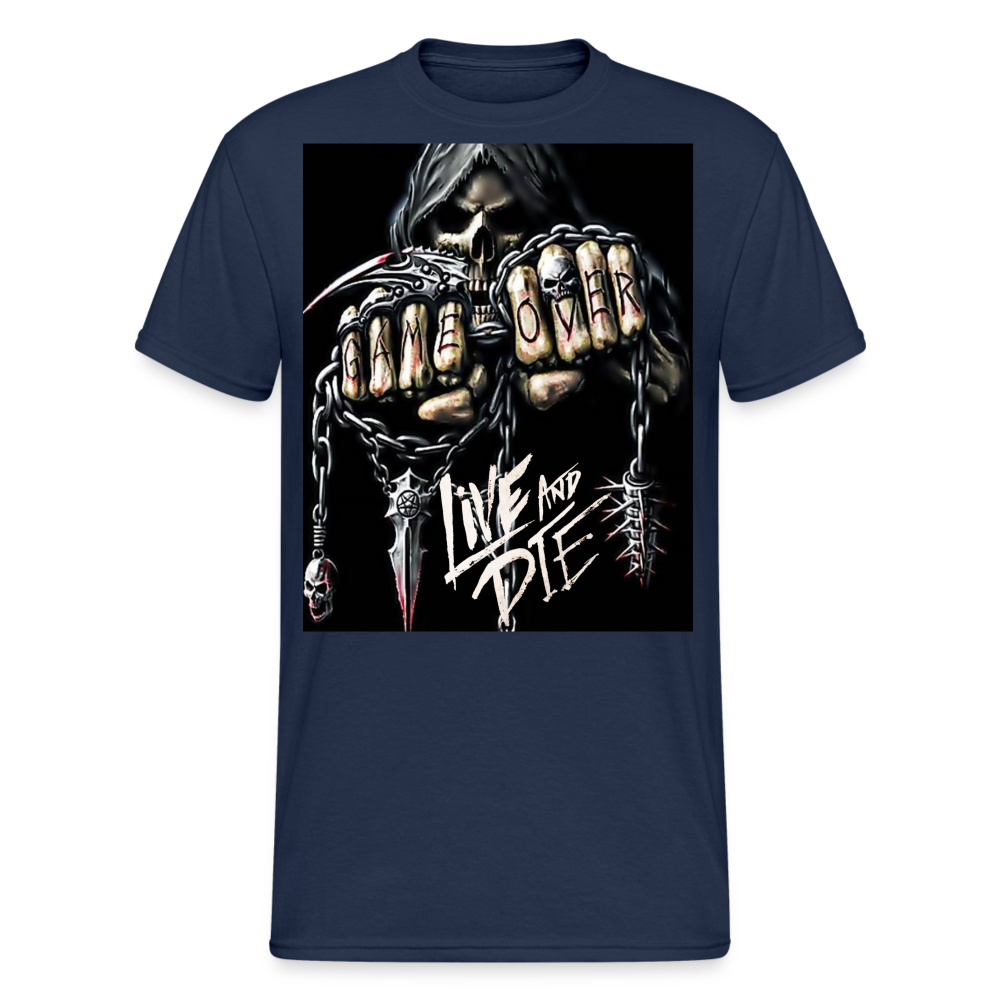 Fashion Herren Horror Skull 3D T-Shirt Rundhals Unisex Sommer Streetwear - Navy