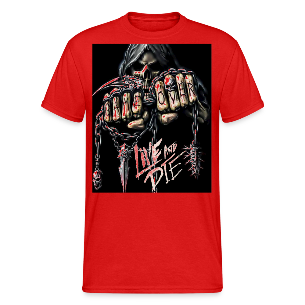 Fashion Herren Horror Skull 3D T-Shirt Rundhals Unisex Sommer Streetwear - Rot
