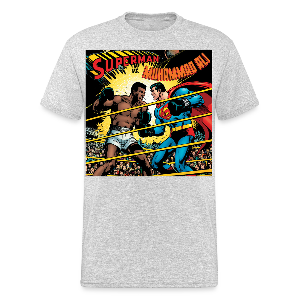 Fashion Herren Superman Mohammad Ali 3D T-Shirt Rundhals Unisex Streetwear - Grau meliert
